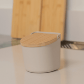 Saleiro Lume Bege com Tampa de Bambu Bege 500g